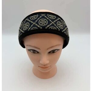 Tory Burch Logo Print Headband Black & Beige – Padded – Classic Style